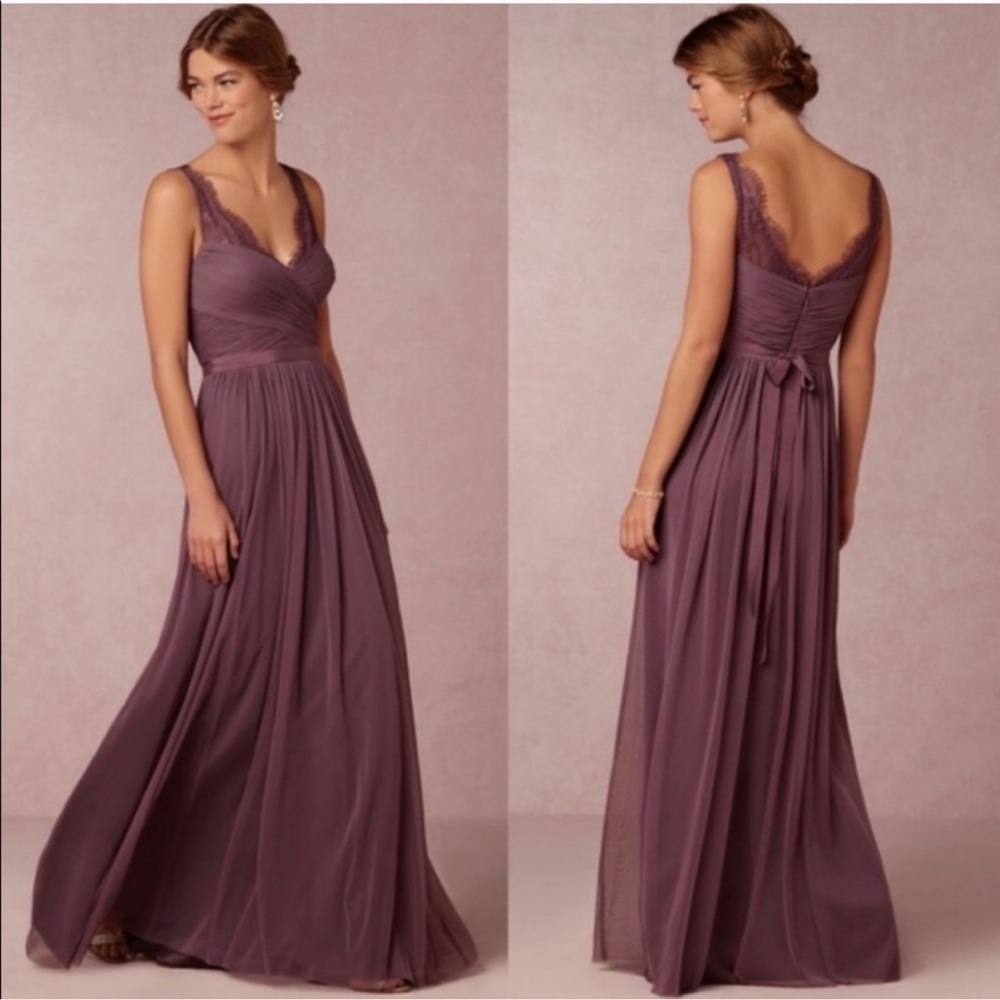 Anthropologie Mauve Lace Wedding Dress